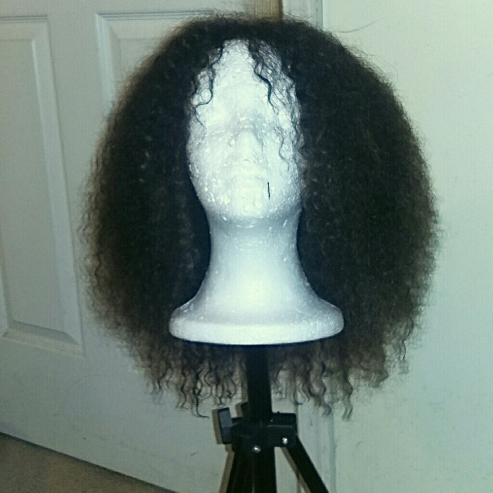 Human hair Kinky curly silk part wig